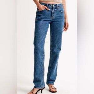 NWT abercrombie & fitch the 90s straight mid rise jeans size 27 4 L denim blue